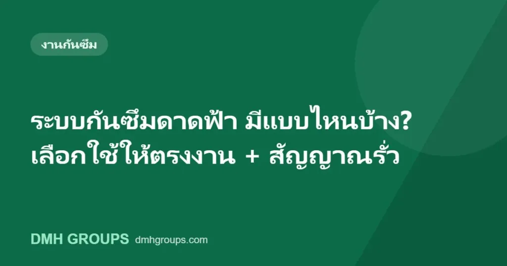 ระบบกันซึมดาดฟ้า มีแบบไหนบ้าง? เลือกใช้ให้ตรงงาน + สัญญาณรั่ว