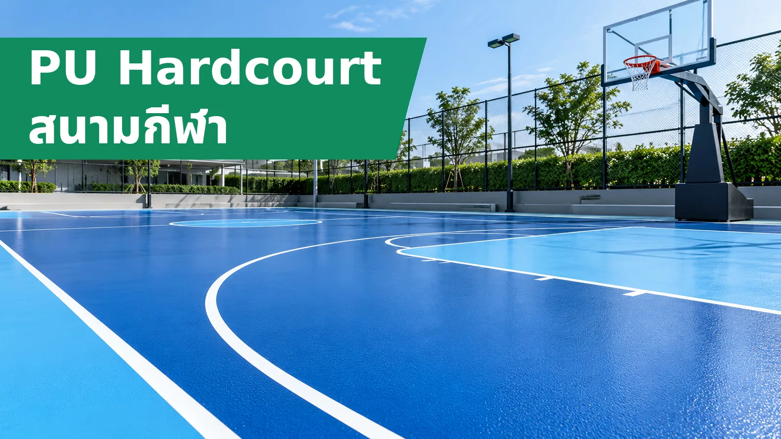 พื้น PU Hardcourt สนามกีฬากลางแจ้ง ผิวยืดหยุ่น รับทำพื้น PU