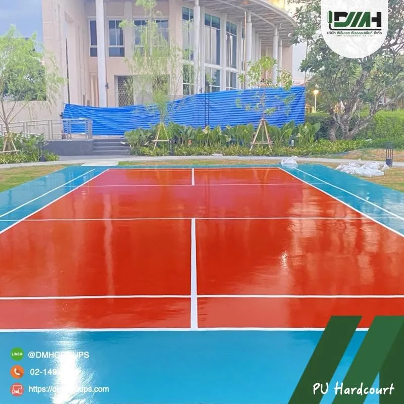 สนามวอลเลย์บอลกลางแจ้งพื้น PU สีแดงตัดฟ้า