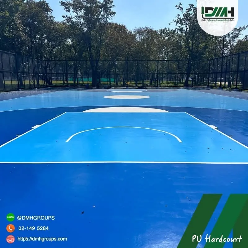 สนามกีฬากลางแจ้งพื้น PU Hardcourt สีฟ้า