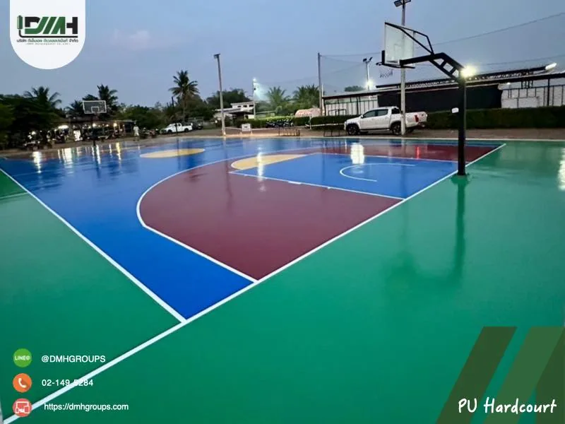 สนามบาสเกตบอลกลางแจ้งพื้น PU