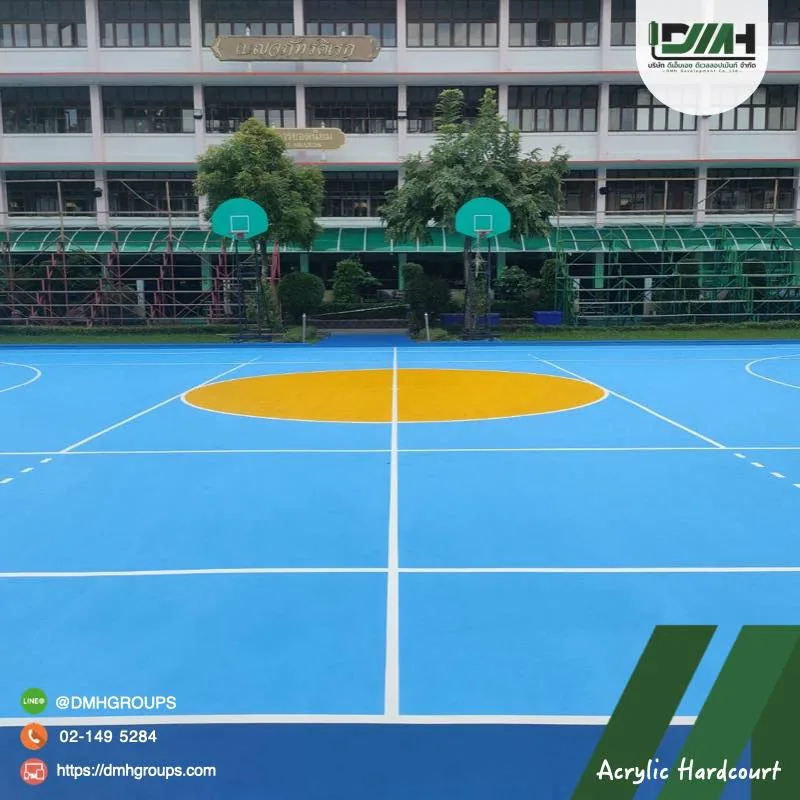 สนามกีฬาโรงเรียนสีฟ้าวงกลมเหลือง